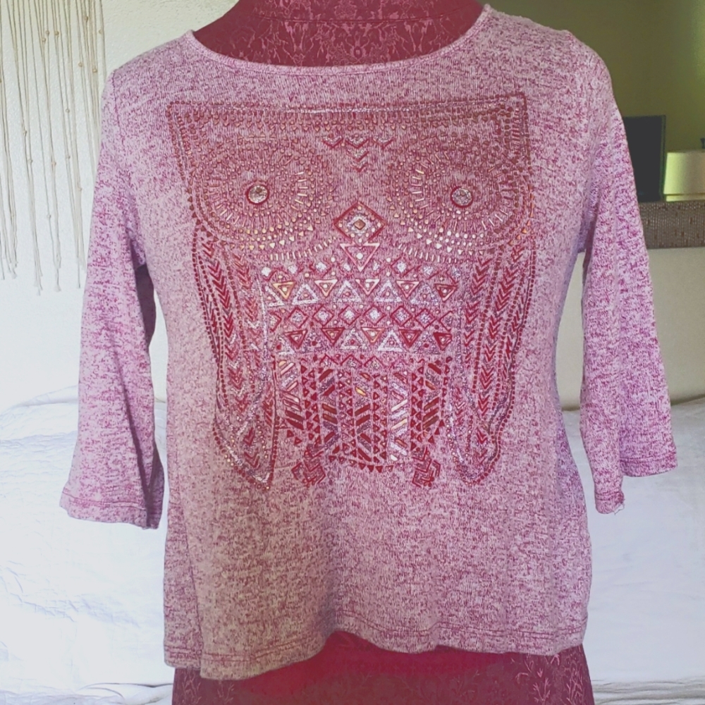Pink with hot pink lace in back. Made by knit works size xl(16)